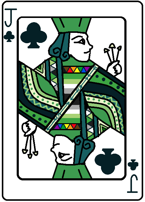 crocuses-and-frogs:[Image description: Drawing of jack of clubs. The jack is looking to the side at 