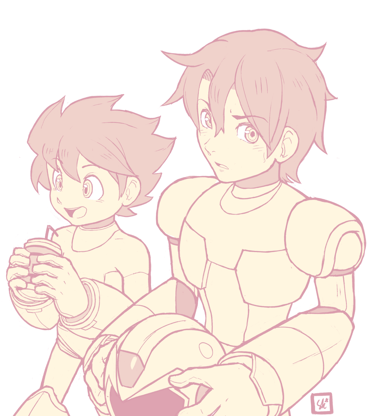 enecoo:  Brobots Rock and X going out for some E-tanks. X is very shy without his