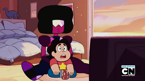 phantomrose96:  Okay I just love how…cuddly the Gems have gotten with StevenI feel like in a lot of the earlier episodes, we see Steven being left to his own devices in the house while the Gems go on mission or go back into their rooms. But they’ve