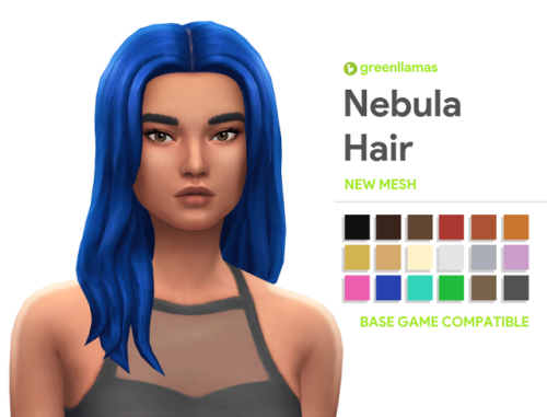 greenllamas: Nebula Hair - greenllamasDownload Details18 EA SWATCHESBASE GAME COMPATIBLEHAT COMPATIB