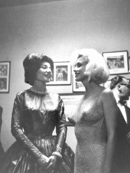 Marilyn Monroe and Maria Callas backstage at President John F. Kennedy’s Birthday Gala on May 19th, 