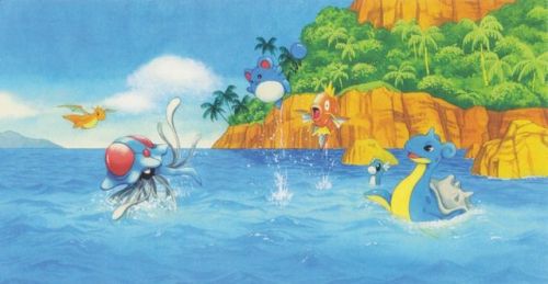 poke-mo-mo:Pokemon southern islands (TCG) post card artwork, 2001