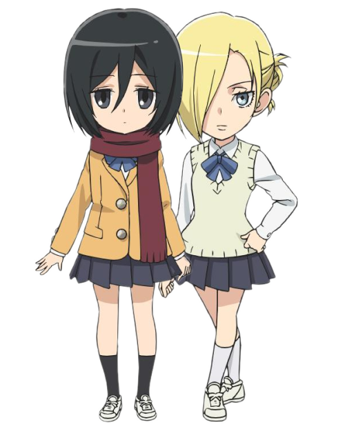 erens-jaeger-bombs:  Transparent Mikasa/Annie edits from the Junior High spinoff art 