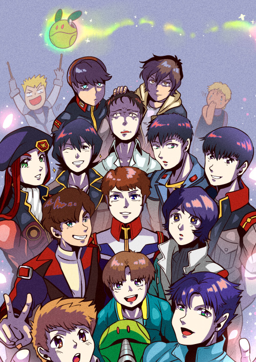 Every universal century gundam MC’s (and Chris)*The guy on the back is Io (Thunderbolt), and b