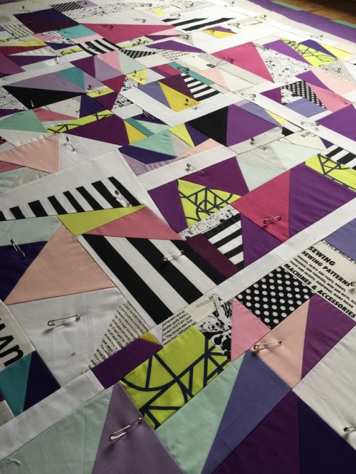 Basting the Ultra Violet quilt: I was really excited to keep working on the Ultra Violet quilt, so I