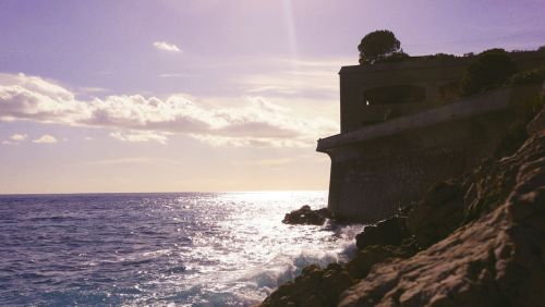 At Monaco, Ocean, Peaceful, Landscape, Waves Crashing, Nature, Crashing Waves , Rocks by Stella Cara