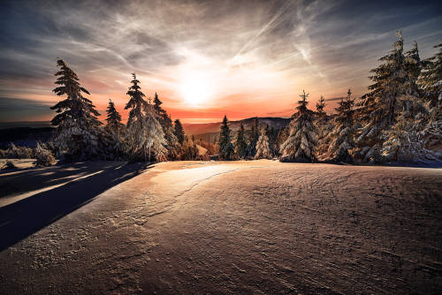 Sunrise on the gentle mountain by Robert Didierjean