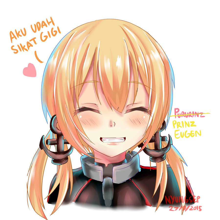 艦隊これくしょん、プリンツ・オイゲン（艦これ）、１：１アスペクト比、❤、ショートヘア、ツインテール、ade-nyungsep、anchor