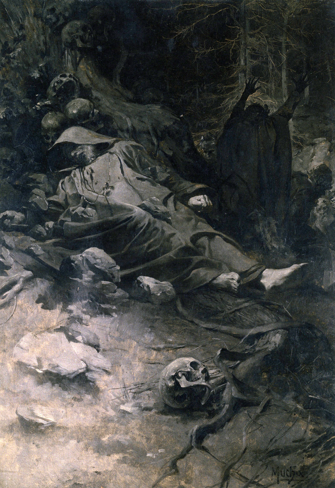 the-hidden-dagger:  beardbriarandrose: Alphonse Mucha, Study for The Death of Saint