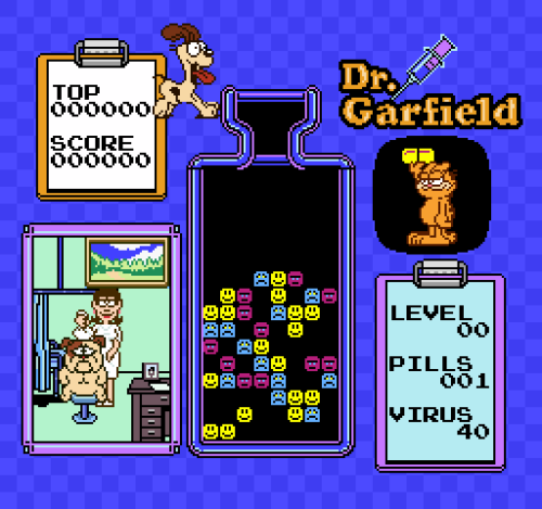 pangenttechnologies: Dr. Garfield (NES/Famicom) Gameplay (Dr. Mario clone)https://youtu.be/W9ooFa797