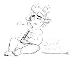 vwarbling:  self indulgent doodle of cronus eating dat cake. it really had no place on his other blog and im the embarrassed for even drawing it ldsfkj)) 