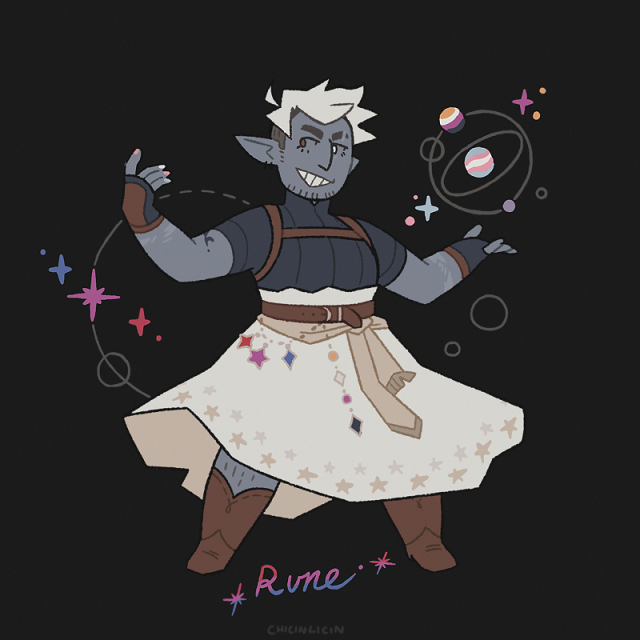 Rune - they/he - bi/trans/nb (yes they get both flags as a treat)
a duskwight elezen astrologian holding a astrolabe in trans and nonbinary colours, with bi and nonbinary crystals hanging from their belt, their nails are also painted in trans colours.