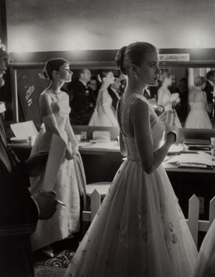 Audrey Hepburn and Grace Kelly waiting backstage at the 28th Academy Awards, 1956 Heritage Auctions 