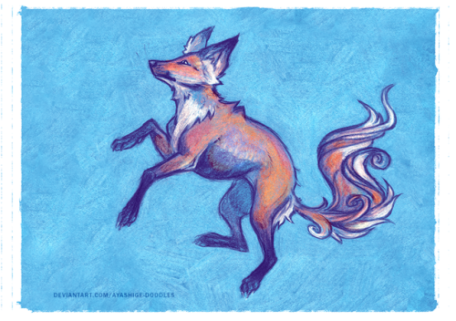 Some watercolor practice and a colored pencil sketch. The first two foxes were digitally tweaked, be