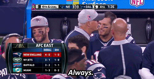 spitfiremonk:  Tom Brady and Julian Edelman on the sidelines at the Dallas Cowboys game on October 1