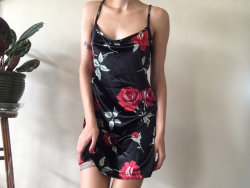 etsygold:  Silky Rose Slip Dress(more information,
