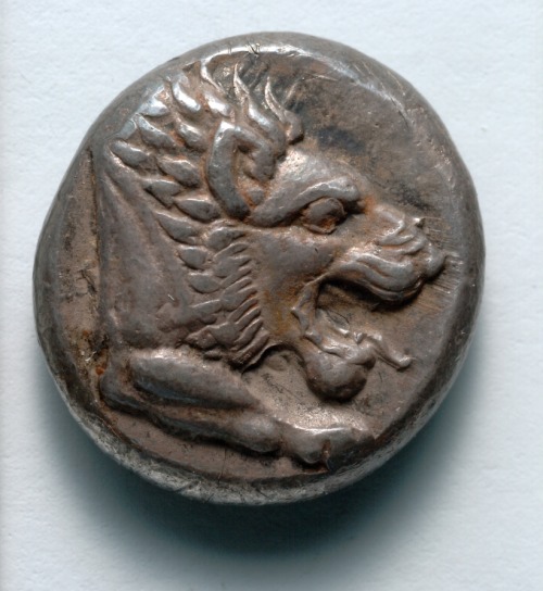 Drachm: Lion (obverse), 550, Cleveland Museum of Art: Greek and Roman ArtSize: Diameter: 1.6 cm (5/8 in.)Medium: silverh