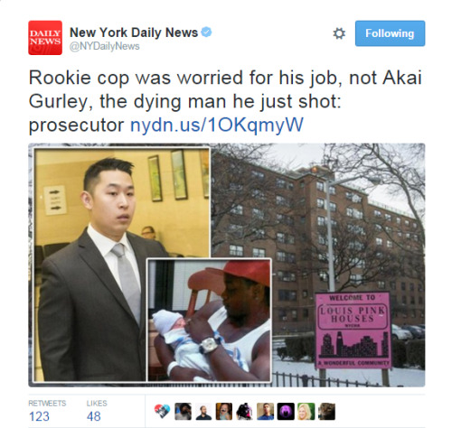 4mysquad:    A rookie cop “broke rule after rule” while patrolling Brooklyn’s Pink Houses with his gun out and his finger on the trigger — and that recklessness cost an innocent man his life   The bullet struck Akai Gurley, 28, in the chest and