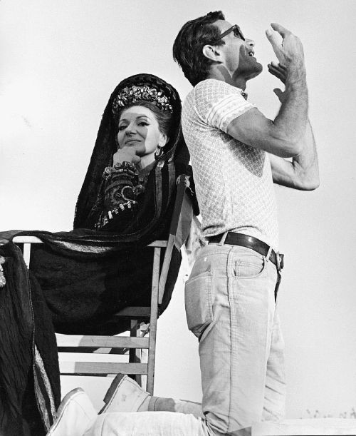 auteurstearoom:Maria Callas and Director Pier Paolo Pasolini on the set of Medea.