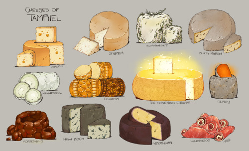 icicleteeth:As requested: Cheeses of Tamriel, featuring a mix of canon and headcanoned