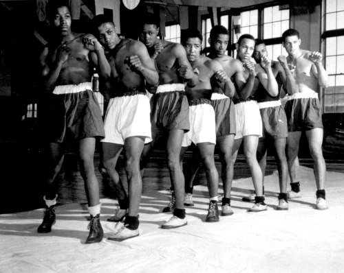 Boxing champions at Great Lakes, IL. U.S. Naval Training Station. March 3, 1943. [x]