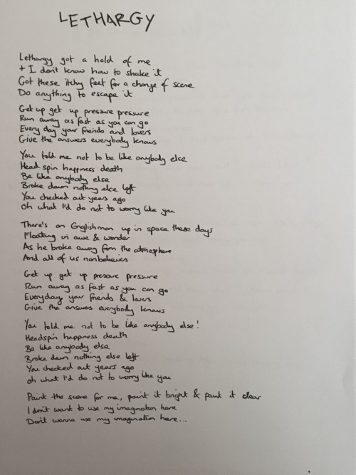 3astille:Wild World Lyrics + Note In Dan’s Handwriting 