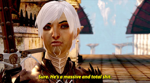 Hawke: Okay. What do you think of Anders?Fenris: Oh, Anders is a shit.Hawke: You want to expand on t