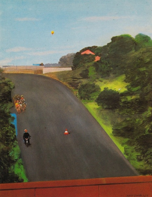 Motorbike by airport with ball   -   Lhoták, Kamil, 1972-78Czech, 1912-1990Oil on canvas mounted on 