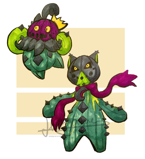 Cacnea/ Cacturne combined with Pumpkaboo/ GourgeistColours are a mix of shiny and original colours a