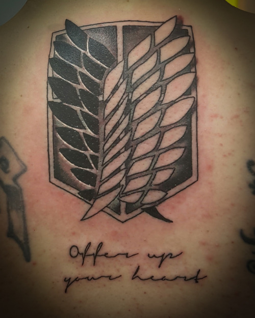 shippingeruri:shippingeruri: shippingeruri:  OK, so here it is. My Attack on Titan tattoo at the upp