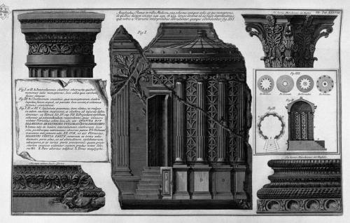 giovanni-battista-piranesi: Villa Medici Anagliphus Rome, etc. (capitals and bases), Giovanni Battis