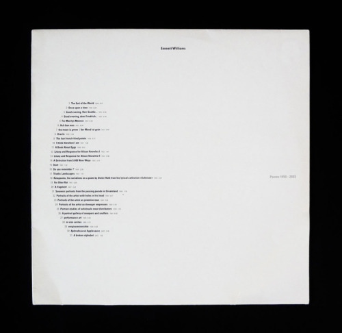 garadinervi:Emmett Williams, Poems 1950-2003, Edition RZ, Berlin, 2004 [Fondazione Bonotto, Molvena 