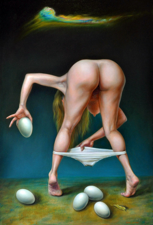ledaandtheswanart:Lena Lafaki: Vive la Vie (Leda), oil on linen (2011)