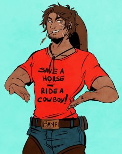 last-heroine: save a horse, ride a cowboy  (i’m sure this has been done before BUT ALAS i haven’t seen it yet and the urge was strong with this one) 