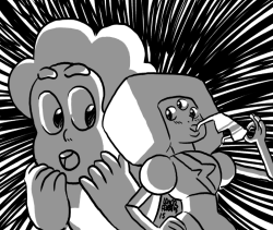 neo-rama:  STEVEN learns the powerful SIDE EYE technique from GARNET! when STEVEN goes to practice in the bathroom mirror, he SIDE EYES himself TEN HUNDRED YEARS into the FUTURE!!! will GARNET be able to save him?! FUTURE VISION!!! the next completely