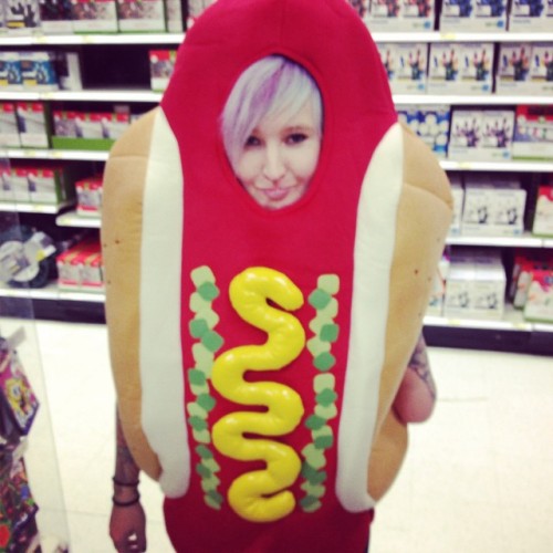 @laserwatts331 put a hot dog costume on me :( #halloween #target #hotdog #fun