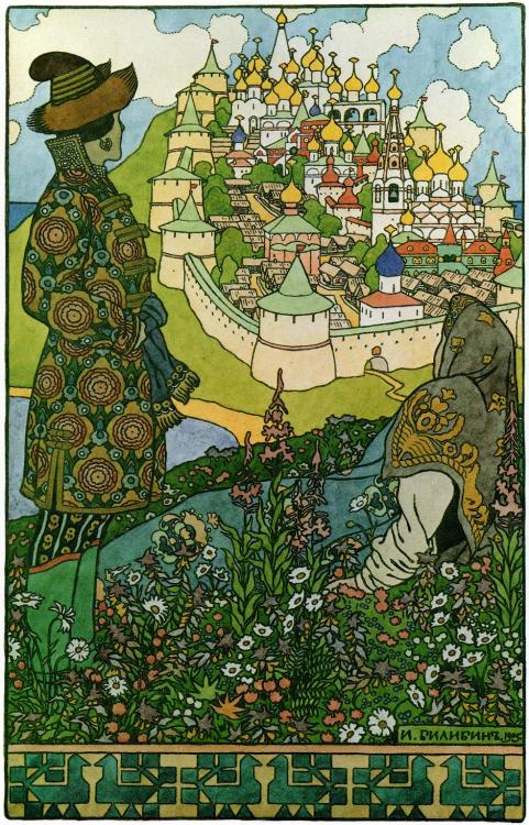 zijperspace:Flowers, Fairytales &amp; Bilibin, Day I:‘And Behold, to His Amaze, a Great City Met His Gaze’.1905