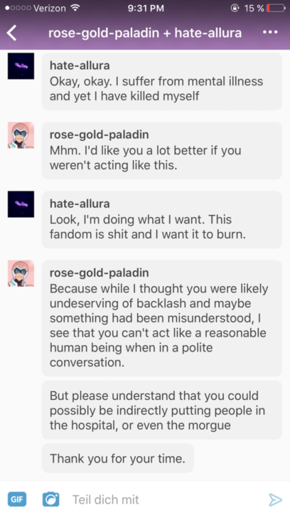 rose-gold-paladin: At least they said “you’re welcome” Do not engage @allura-is-a-hoe or their other