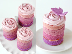 therecipepantry:  Purple Ombre Mini Cakes