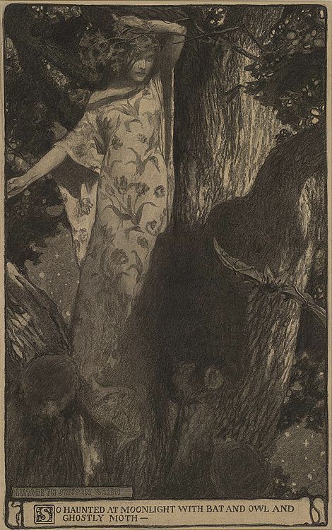 So Haunted at Moonlight with Bat and Owl and Ghostly Moth, Elizabeth Shippen Green