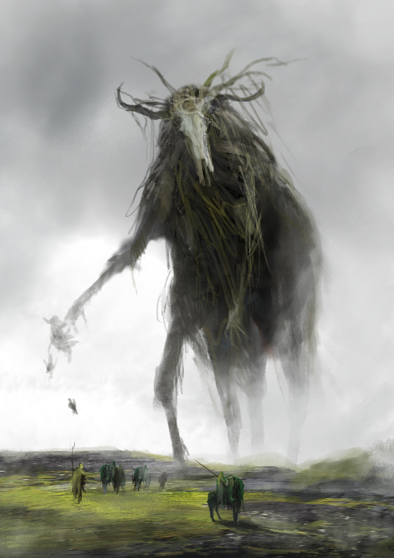 Ancient Monster, by Mika Koskensalmi, via ArtStation. #illustration#weird art#mika koskensalmi#creature#wendigo#dark art