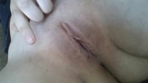 ourdirtysecret1:  Just some teasing while daddy is at work. Nice and shaved!! Hehe