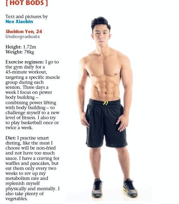 onlysporemen:  Personal trainer, Sheldon Yen was not featured in the electronic straits