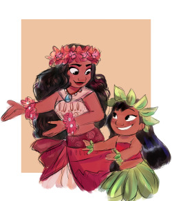 judylavernehopps:commission of lilo and moana for @lilopelekai &lt;3333333