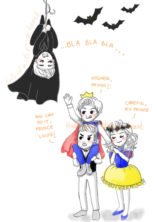 halo-of-a-strong-heart:  Happy Halloween! -From: Prince Louis, Liam the Perfect Servant, Harry  the (cutest) Snow White (with flower crown) and Niall the Dracula  (because he can)  A www
