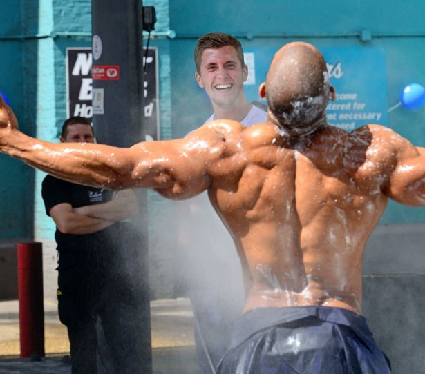 Dan Osborne loses his shirt while washing cars with the Dreamboys! Video