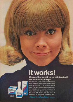 old-ads-and-mags:  It Works! by The Pie Shops Collection on Flickr.  Head &amp; Shoulders shampoo, 1966