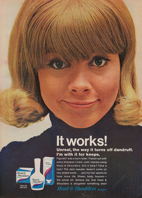 old-ads-and-mags:  It Works! by The Pie Shops Collection on Flickr.  Head & Shoulders shampoo, 1966