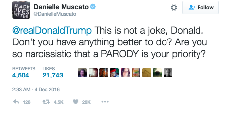 thelittlefae:  micdotcom: One woman delivered the perfect response to Donald Trump’s Twitter meltdown about SNL. A little louder for the people in the back, please.  Man I hope Alec Baldwin wins awards for his impersonations