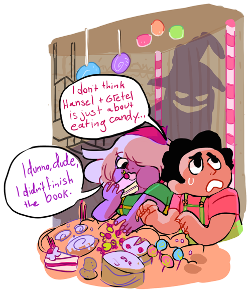 twispicalstephen:  e-moony requested the gems in their favourite fairy talesi did the first three that came to mind, robin hood, hansel and gretel and, rapunzel tbh prince steven is my favourite thing out of this